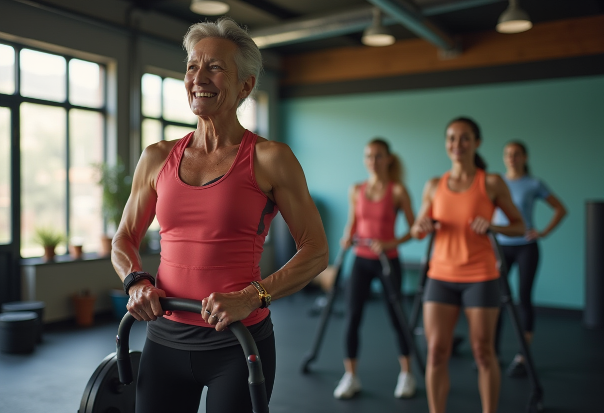 Възрастни хора правят упражнения